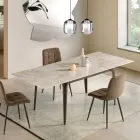 Tavolo Allungabile 160/240x90 cm in Pietra Sinterizzata Effetto Marmo - Samus Viadurini