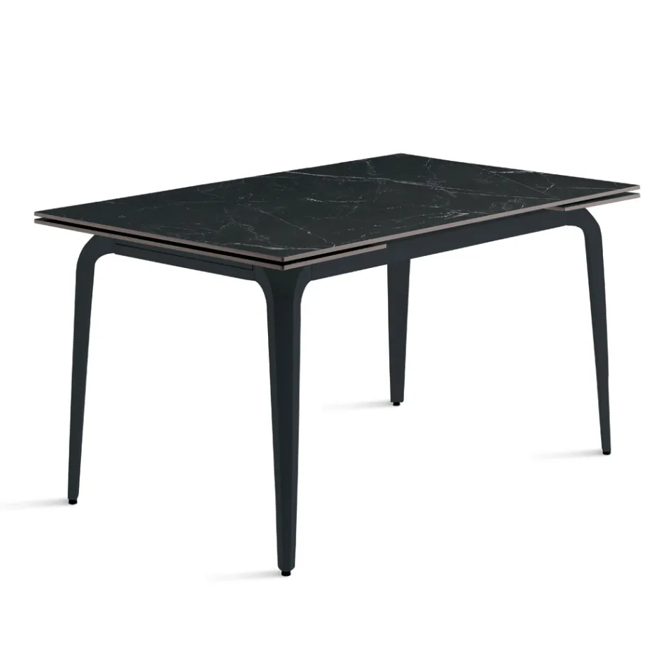 Tavolo Allungabile 160/240x90 cm in Pietra Sinterizzata Effetto Marmo - Samus Viadurini