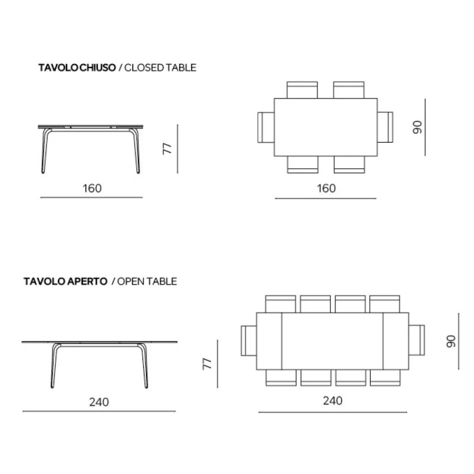 Tavolo Allungabile 160/240x90 cm in Pietra Sinterizzata Effetto Marmo - Samus Viadurini
