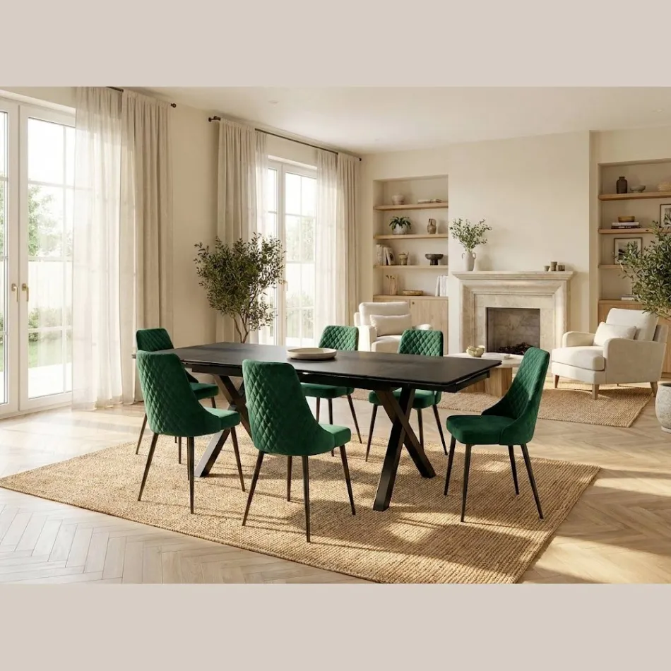 Tavolo Allungabile 160/240x90 cm Realizzato in Vetro Ceramica - Master Viadurini