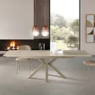 Tavolo Allungabile 160/240x91 cm in Pietra Sinterizzata Effetto Marmo - Palazzo Viadurini