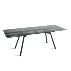 Tavolo Allungabile 160/240x91 cm in Vetro Fumè e Base in Metallo Nero - Colonna Viadurini