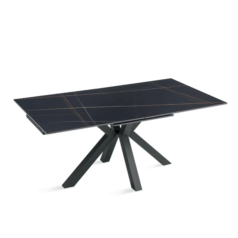 Tavolo Allungabile 180/240x100 cm in Pietra Sinterizzata Effetto Marmo - Loggia Viadurini