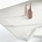 Tavolo Allungabile 180/240x100 cm in Pietra Sinterizzata Effetto Marmo - Loggia Viadurini