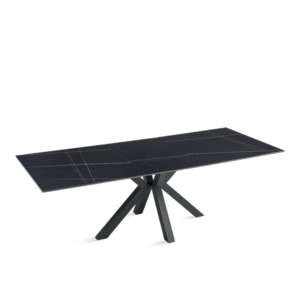 Tavolo Allungabile 180/240x100 cm in Pietra Sinterizzata Effetto Marmo - Loggia Viadurini