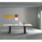 Tavolo Allungabile 3 m Piano in Ceramica Lucida Gambe in Metallo - Papusca Viadurini