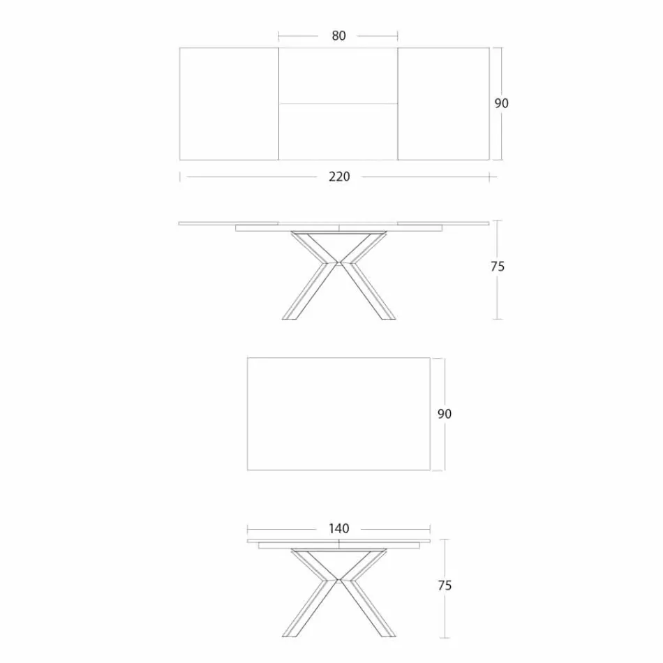 Tavolo Allungabile a 2,8 m da Pranzo in Ceramica e Gambe in Metallo - Paoluccio Viadurini