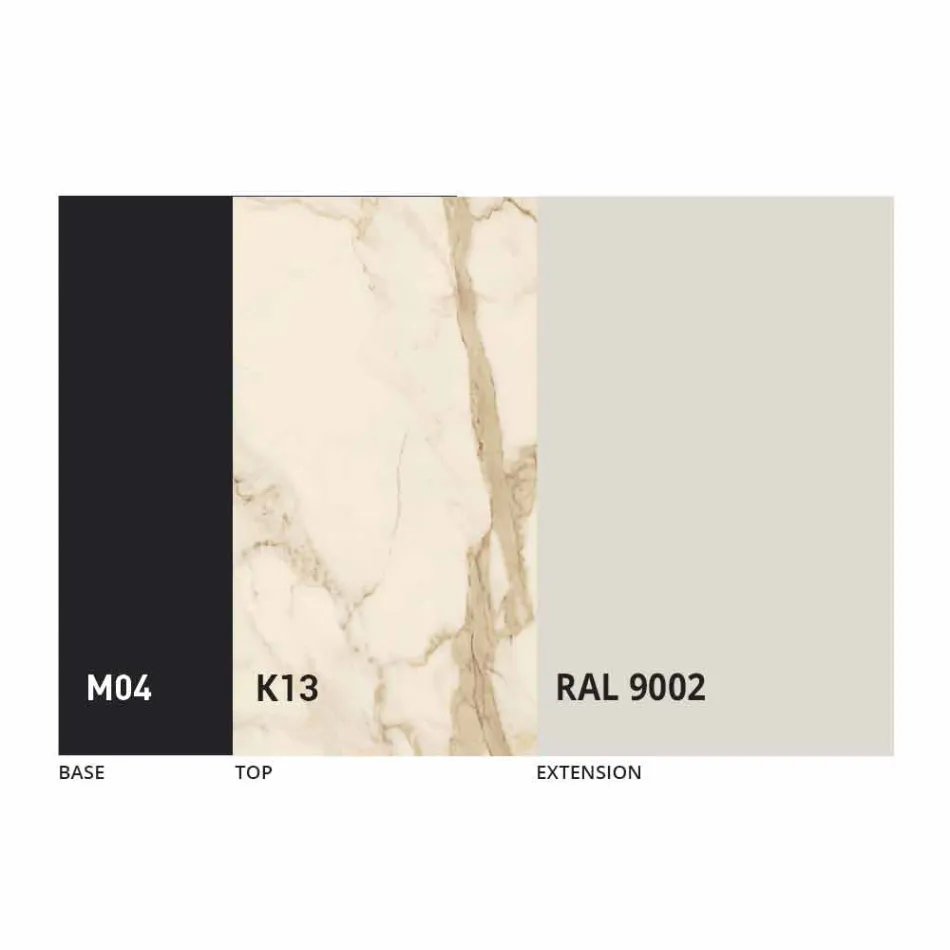 Tavolo Allungabile a 2,8 m da Pranzo in Ceramica e Gambe in Metallo - Paoluccio Viadurini