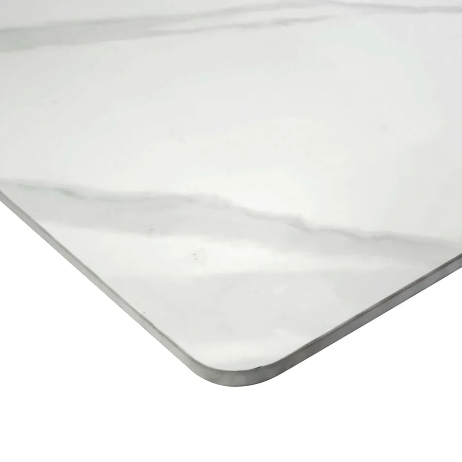 Tavolo Allungabile a 200 cm in Metallo e Pietra Sintetizzata - Subacqueo Viadurini