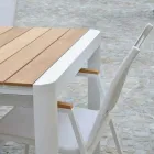 Tavolo Allungabile a 240 cm in Alluminio Bianco e Piano in Teak - Diario Viadurini