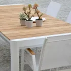 Tavolo Allungabile a 240 cm in Alluminio Bianco e Piano in Teak - Diario Viadurini