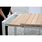 Tavolo Allungabile a 240 cm in Alluminio Bianco e Piano in Teak - Diario Viadurini