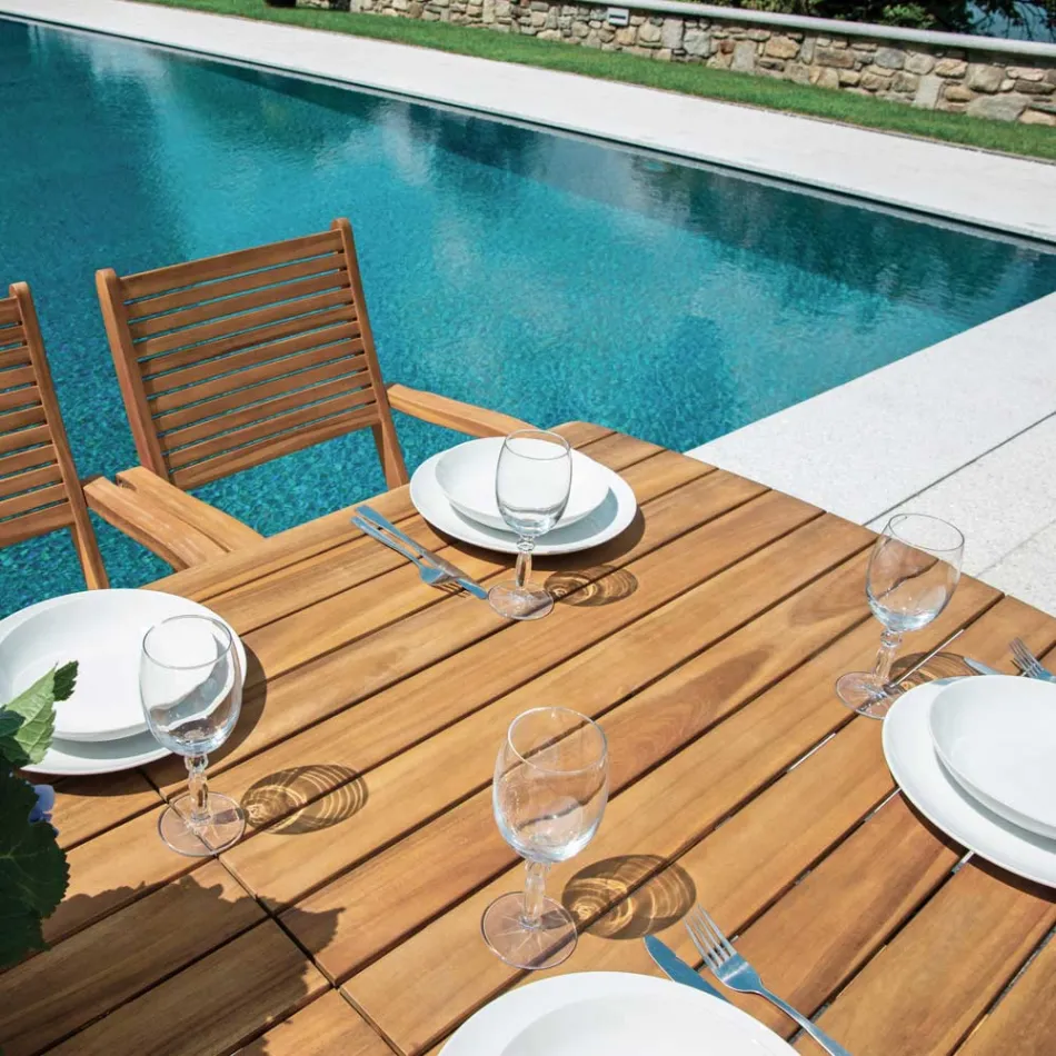 Tavolo Allungabile a 240 cm per il Giardino Realizzato in Legno di Acacia - Sereno Viadurini