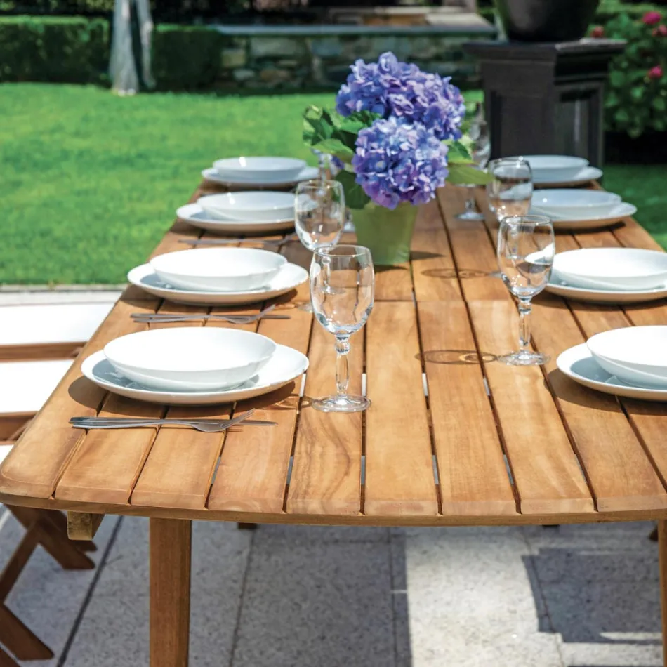 Tavolo Allungabile a 240 cm per il Giardino Realizzato in Legno di Acacia - Sereno Viadurini