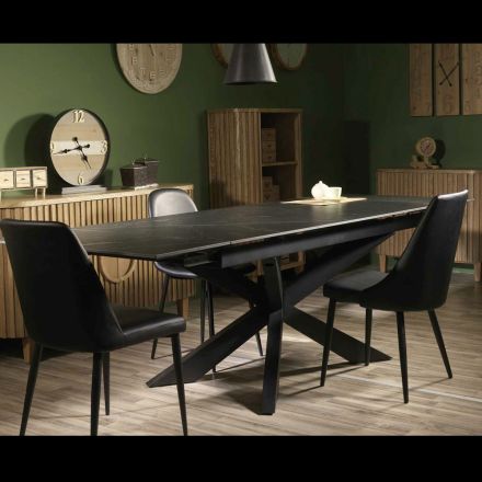 Tavolo Allungabile a 260 cm in Metallo e Pietra Sintetizzata - Subacqueo Viadurini