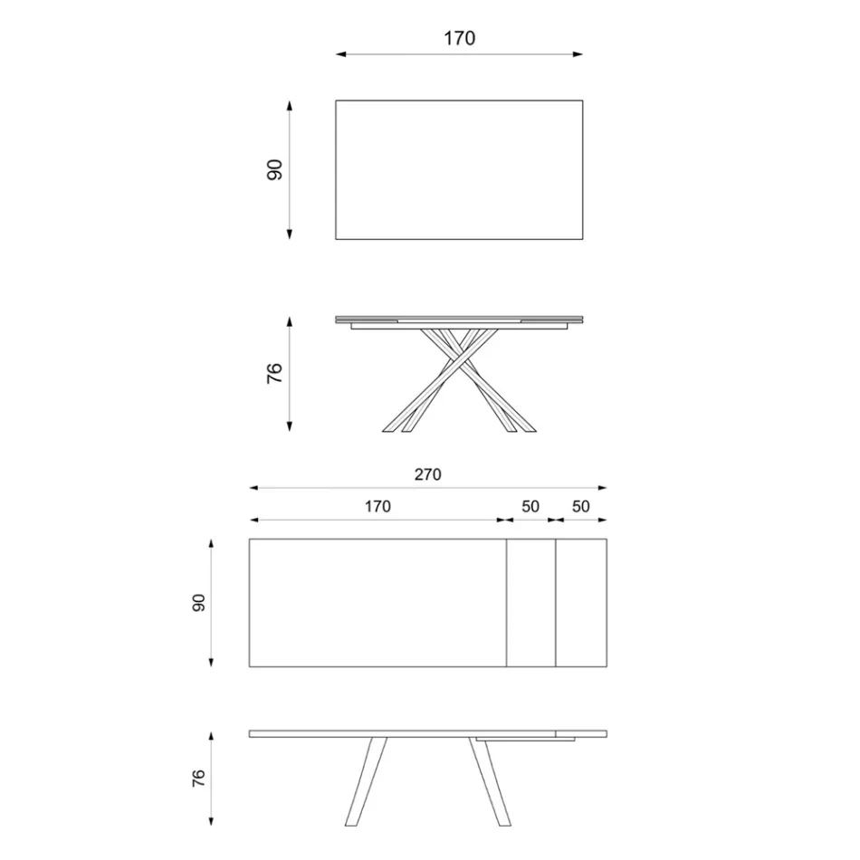 Tavolo Allungabile a 270 cm con Piano in HPL e Base in Alluminio - Cerca Viadurini
