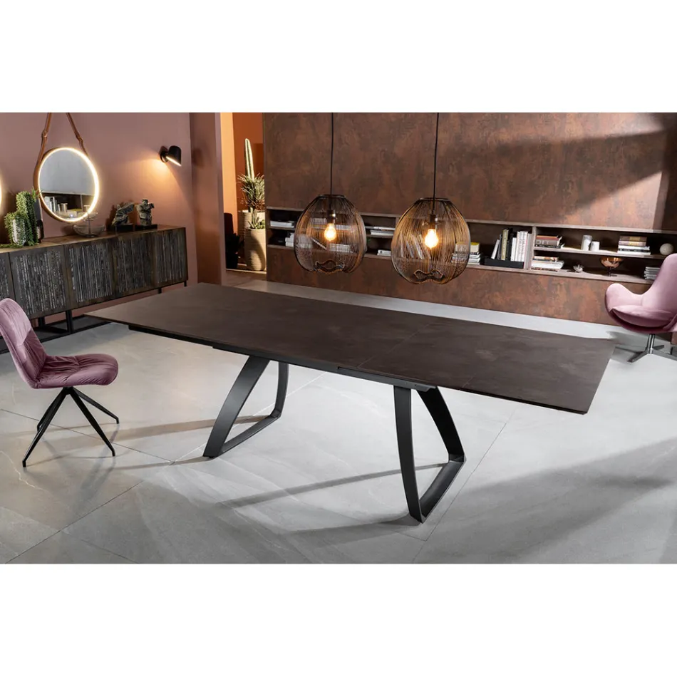 Tavolo Allungabile a 270 cm con Piano in HPL e Base in Alluminio - Villongo Viadurini