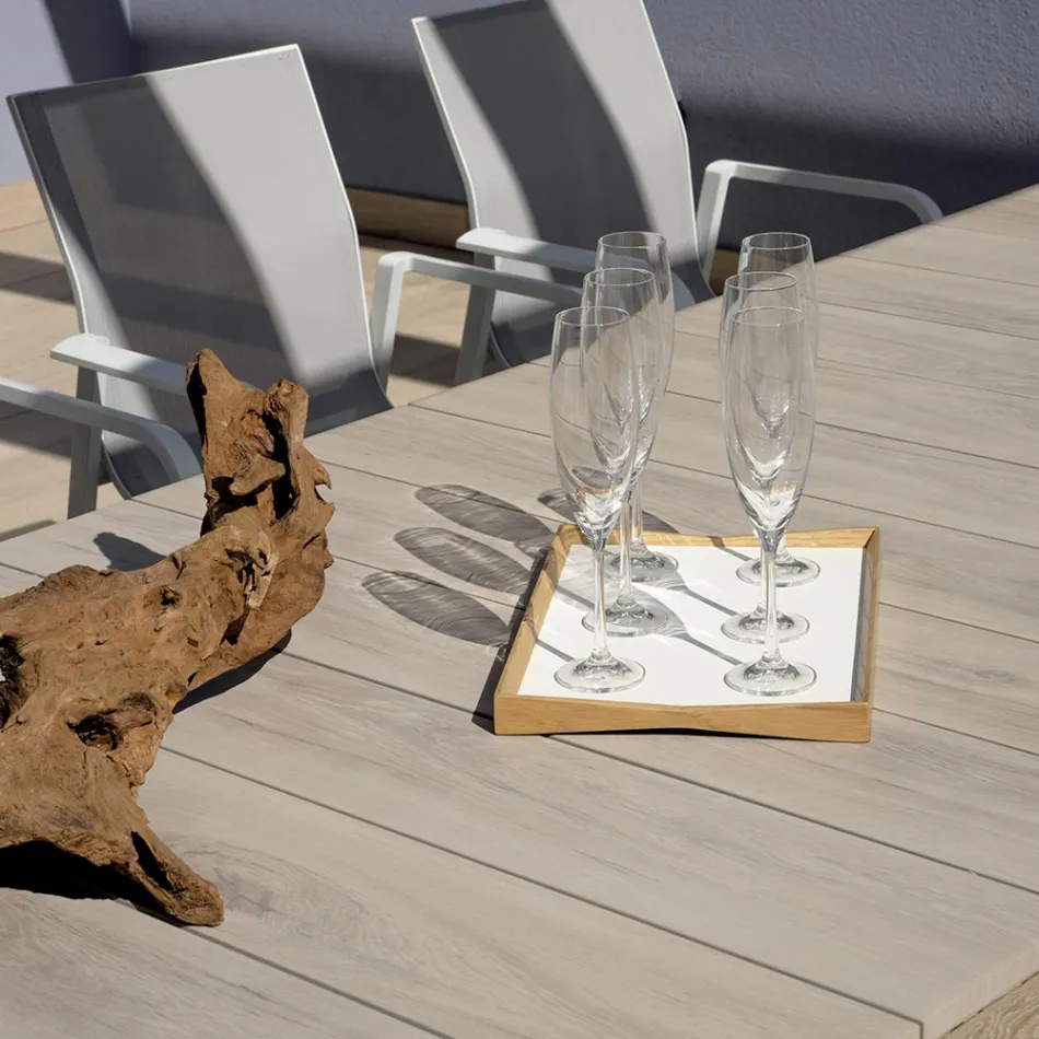 Tavolo Allungabile a 276 cm con in Alluminio Effetto Legno - Ovara Viadurini