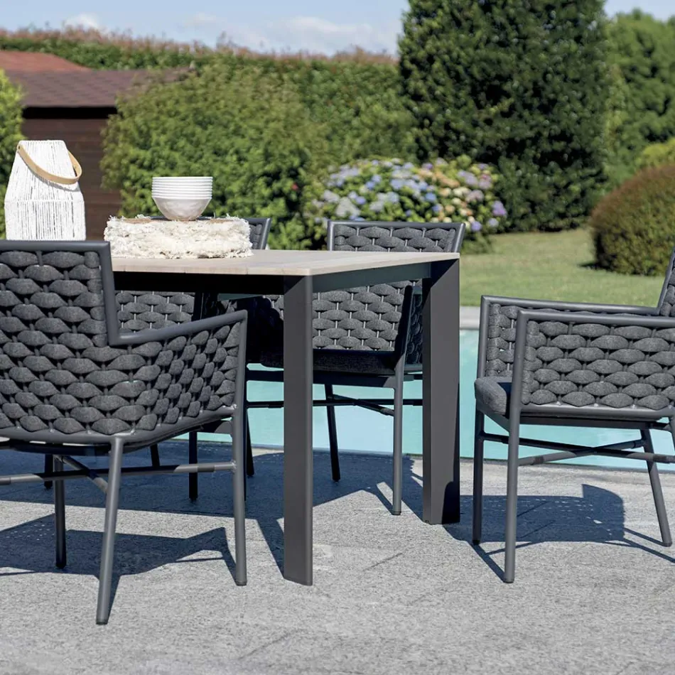 Tavolo Allungabile a 276 cm con in Alluminio Effetto Legno - Ovara Viadurini