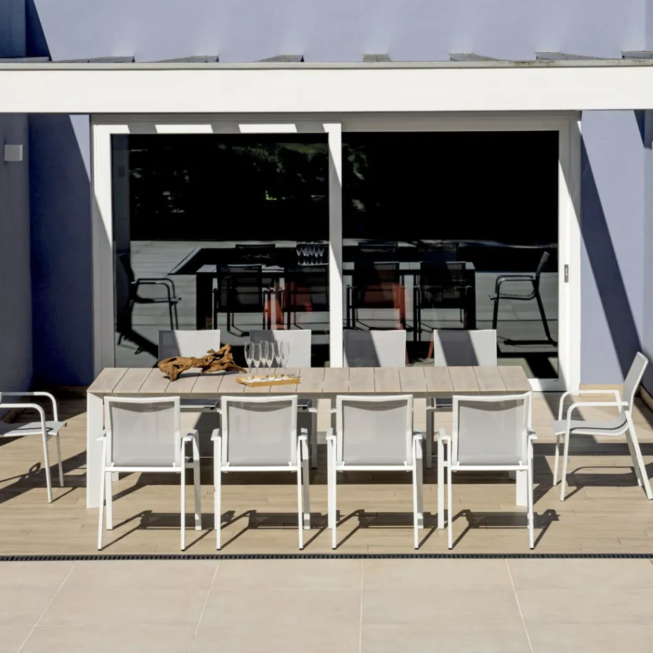 Tavolo Allungabile a 276 cm con in Alluminio Effetto Legno - Ovara Viadurini