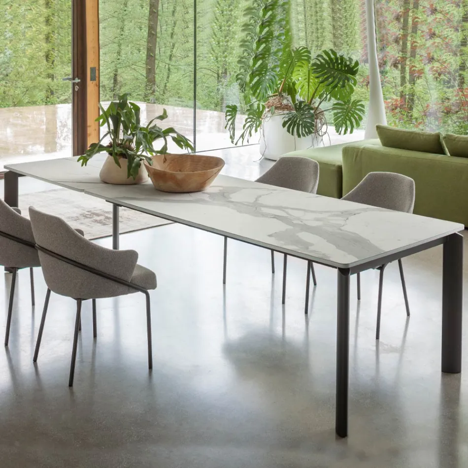 Tavolo Allungabile a 298 cm in Ceramica e Metallo Made in Italy - Tulipano Viadurini