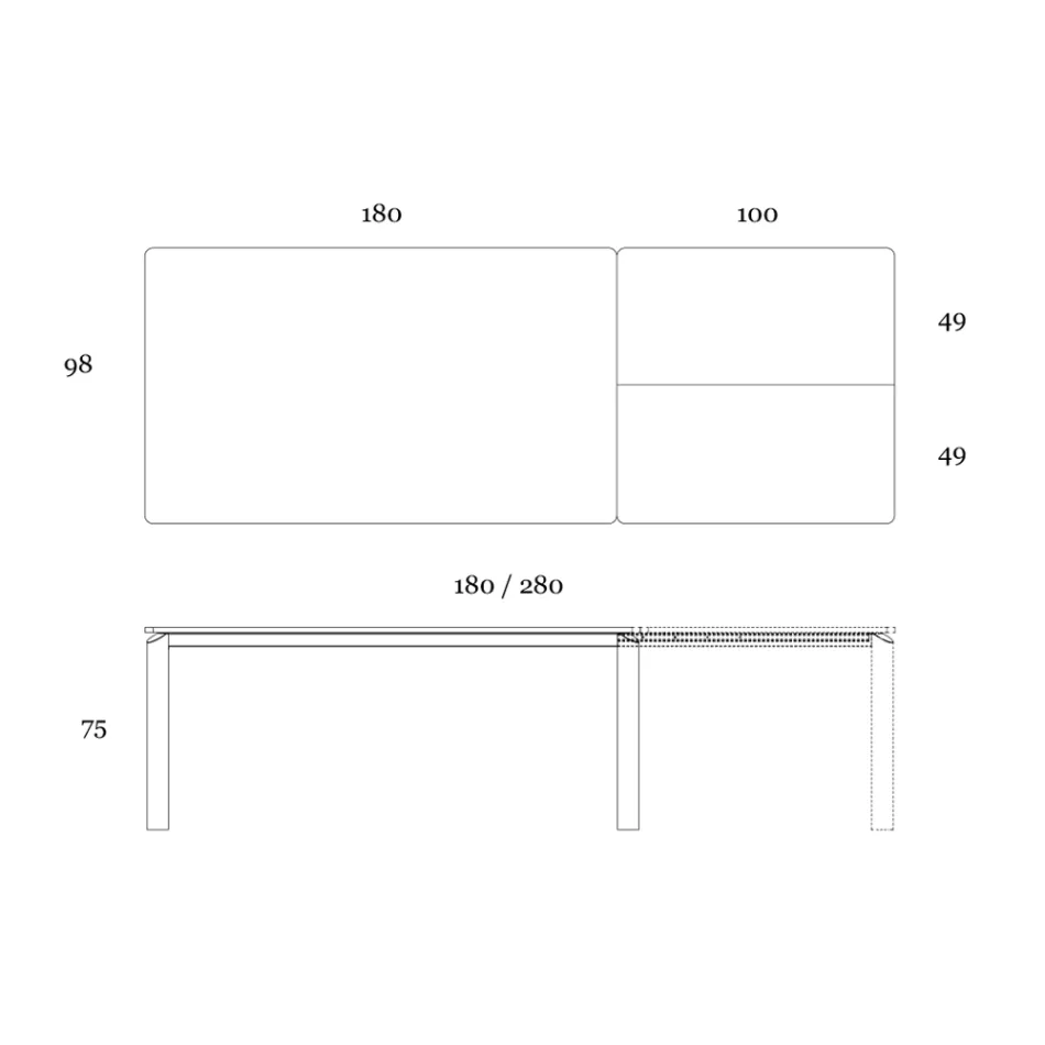 Tavolo Allungabile a 298 cm in Ceramica e Metallo Made in Italy - Tulipano Viadurini