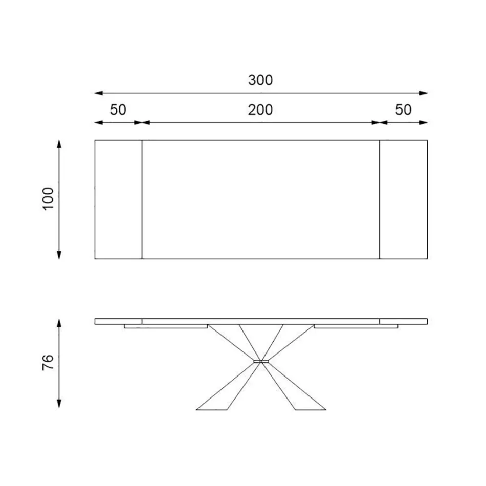 Tavolo Allungabile a 300 cm con Base in Metallo e Piano in Rovere - Marina Viadurini
