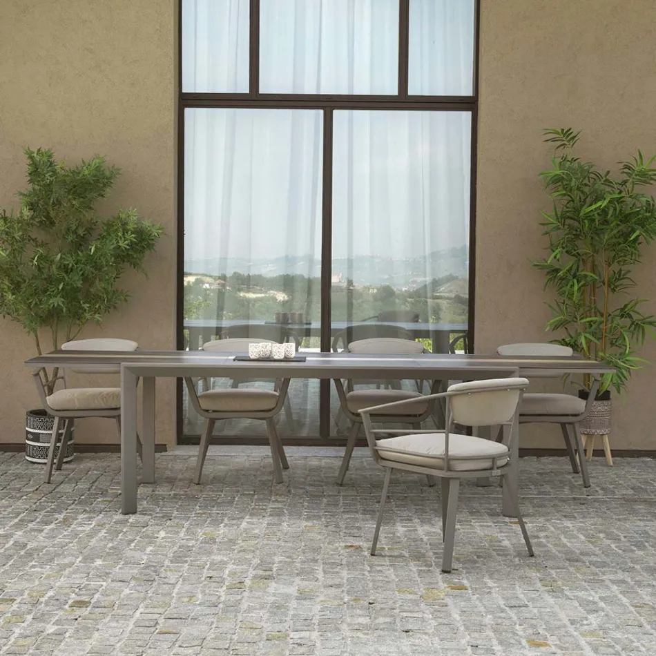 Tavolo Allungabile a 300 cm in Alluminio con Inserto in HPL - Righello Viadurini