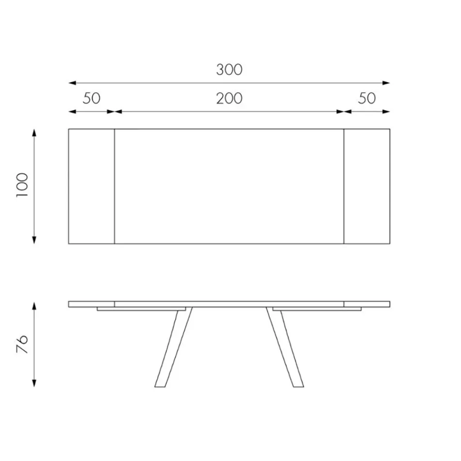 Tavolo Allungabile a 300 cm in Rovere Impiallacciato e Base in Alluminio - Travis Viadurini