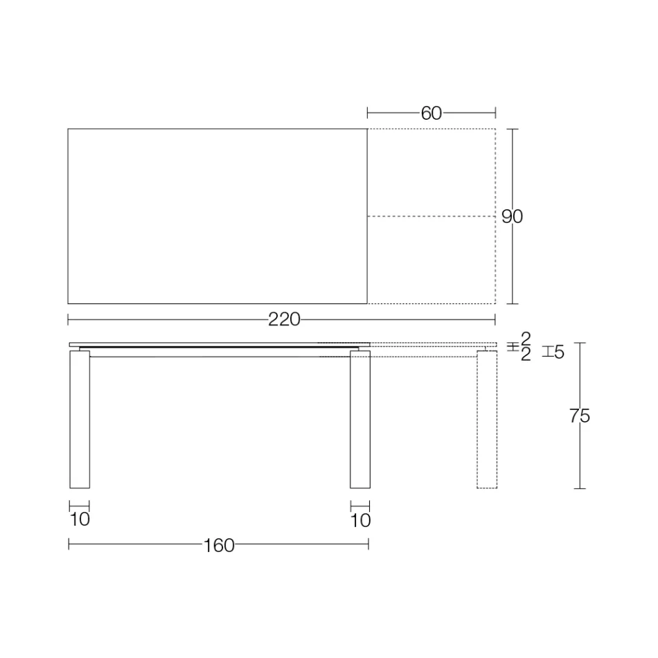 Tavolo Allungabile a 310 cm con Piano in Nobilitato e Base in Metallo - Spilla Viadurini