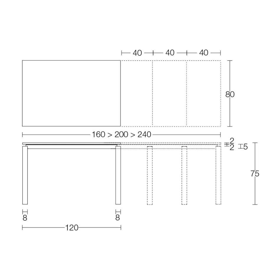 Tavolo Allungabile a 310 cm con Piano in Nobilitato e Base in Metallo - Spilla Viadurini