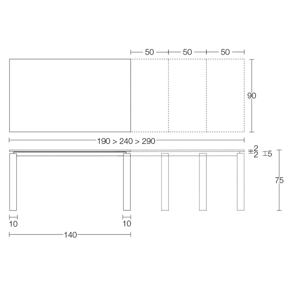 Tavolo Allungabile a 310 cm con Piano in Nobilitato e Base in Metallo - Spilla Viadurini