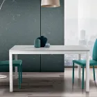 Tavolo Allungabile con Gambe in Metallo Bianco e Piano in Melaminico - Shaila Viadurini