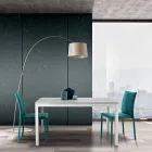 Tavolo Allungabile con Gambe in Metallo Bianco e Piano in Melaminico - Shaila Viadurini