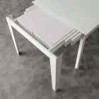 Tavolo allungabile con piano in vetro temperato moderno Baltimora Viadurini