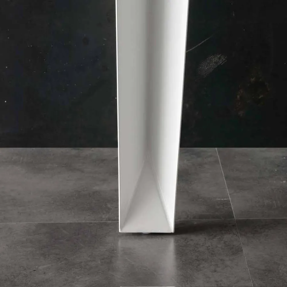 Tavolo allungabile con piano in vetro temperato moderno Baltimora Viadurini