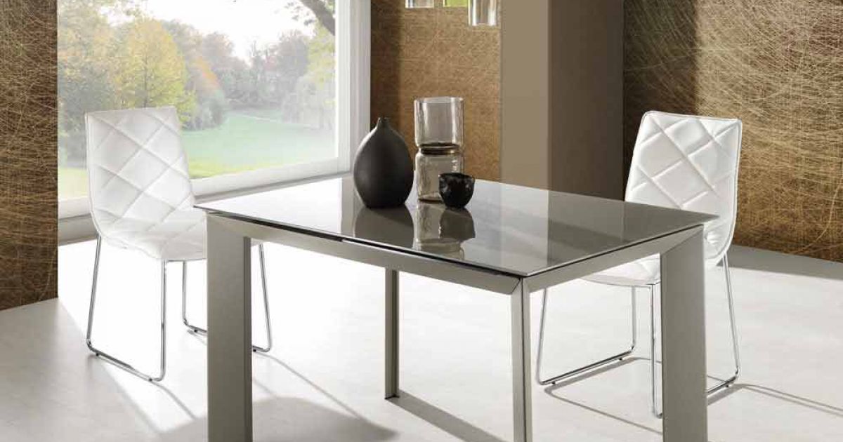 Tortora Tavolo Acciaio E Vetro Allungabile Tavolo Allungabile Con - Main Image