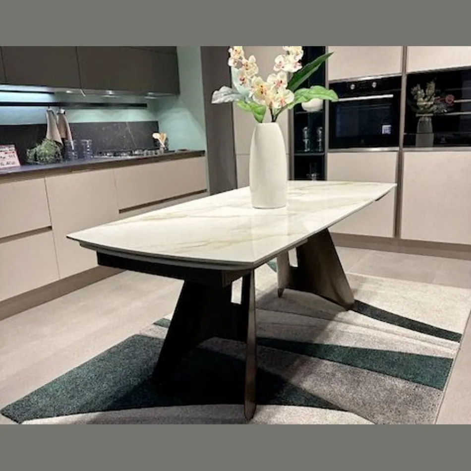 Tavolo Allungabile da 180 a 260 cm con Piano in Gres Sintered Stone - Eclisso Viadurini