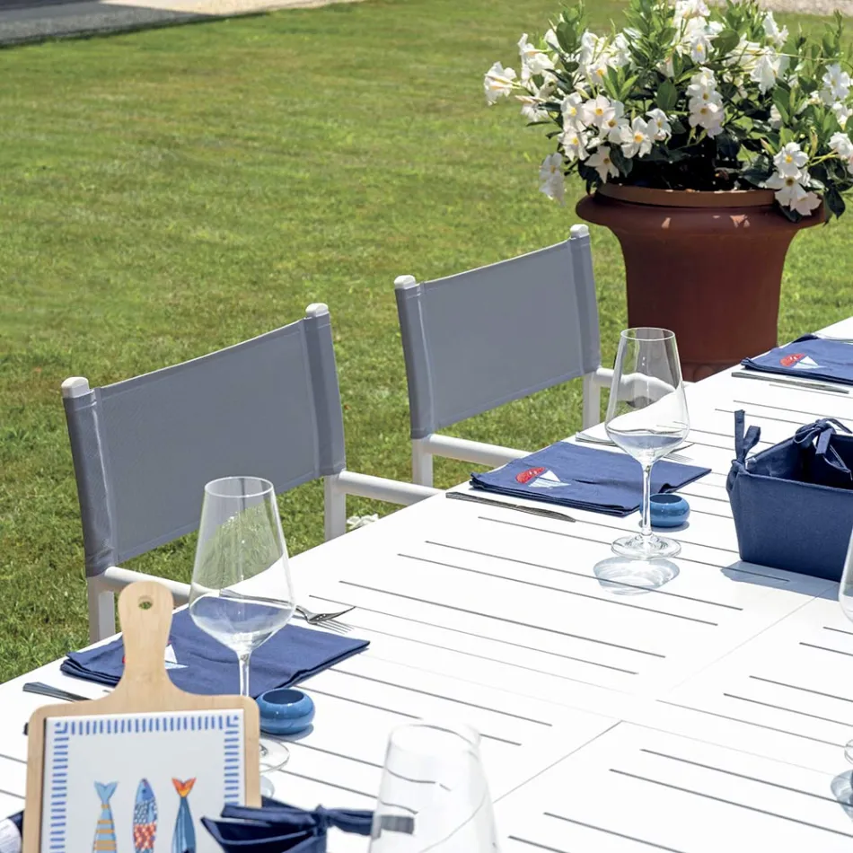 Tavolo Allungabile da Esterno con Piano a Doghe in Alluminio - Supernova Viadurini