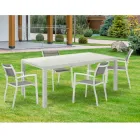 Tavolo Allungabile da Giardino con Piano e Base in Alluminio Bianco - Parler Viadurini