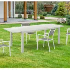 Tavolo Allungabile da Giardino con Piano e Base in Alluminio Bianco - Parler Viadurini
