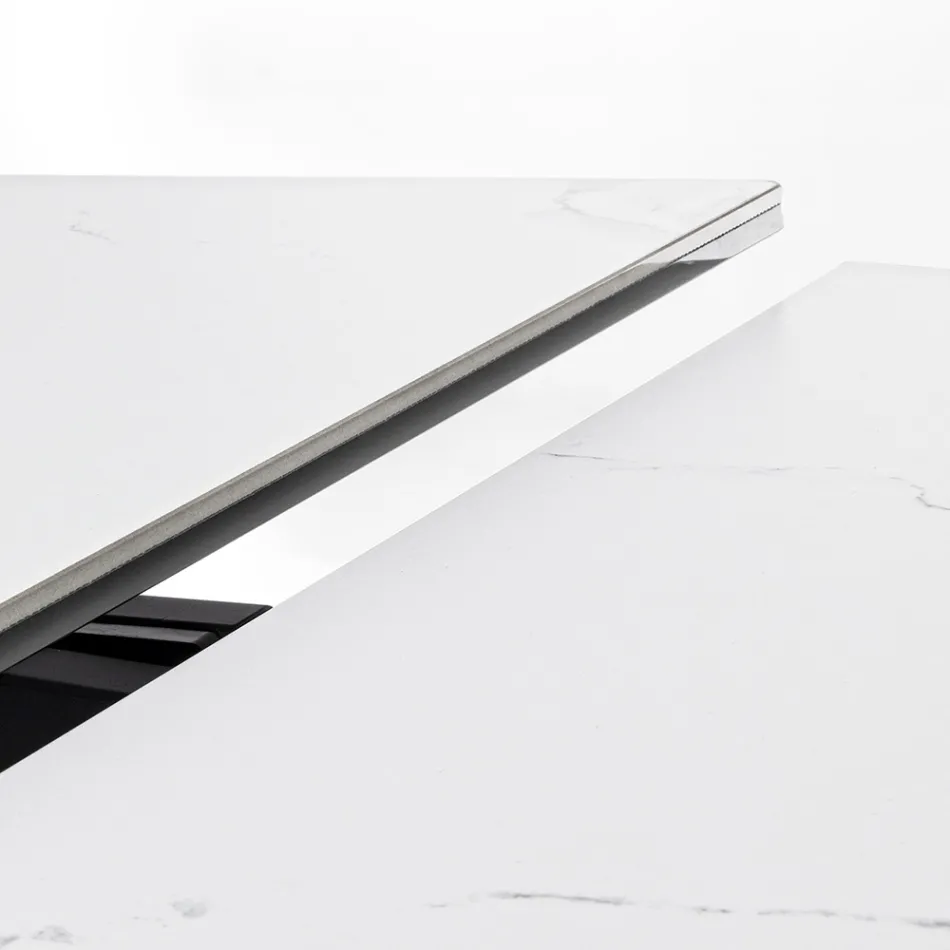 Tavolo Allungabile da Pranzo 240 cm Piano in Vetro e Ceramica - Barone Viadurini