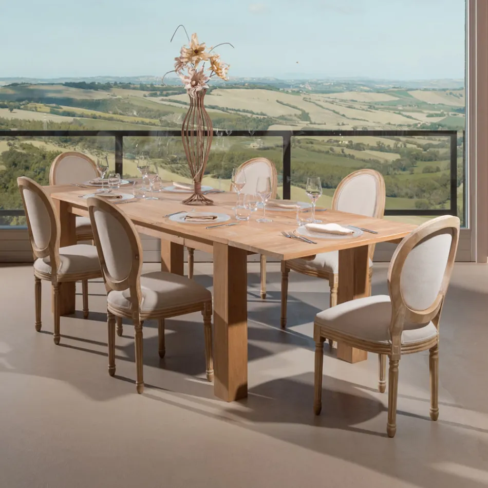 Tavolo Allungabile da Soggiorno Realizzato in Legno Teak Massello - Fidia Viadurini