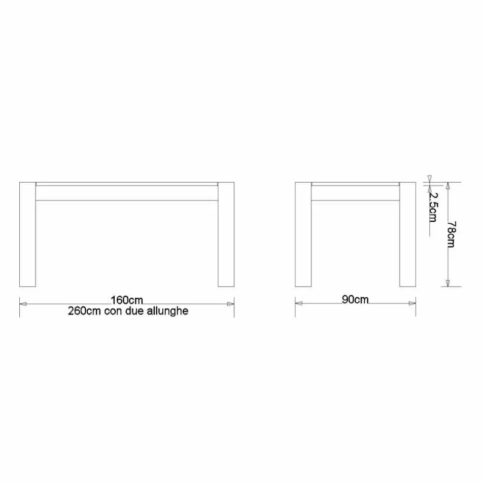 Tavolo allungabile design in legno di rovere, L160/260xP90cm, Jacob Viadurini