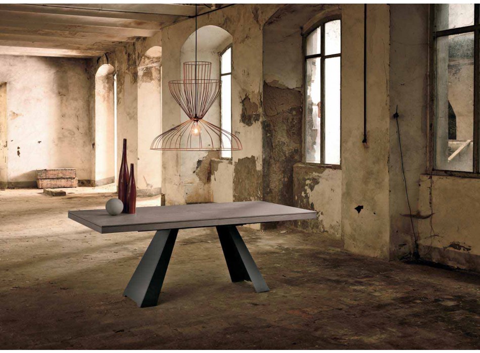 Tavolo allungabile di design in legno rovere fatto in Italia Zerba Viadurini