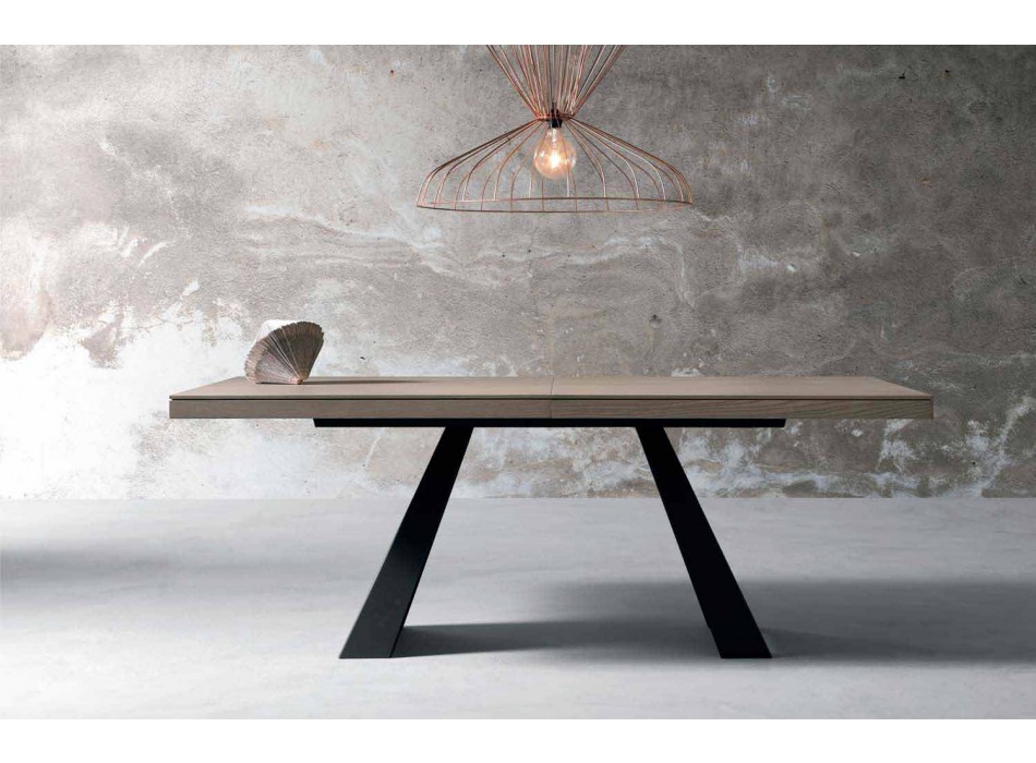 Tavolo allungabile di design in legno rovere fatto in Italia Zerba Viadurini