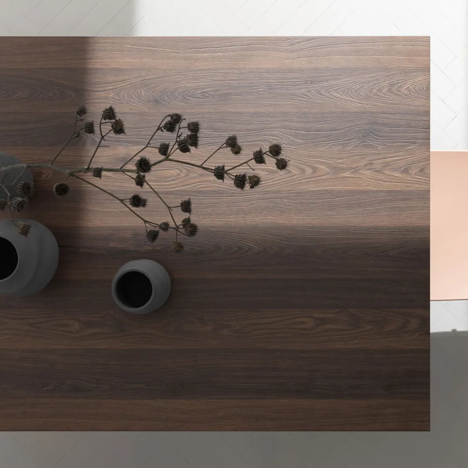 Tavolo Allungabile Fino 238 cm Metallo Moka e Hpl Made in Italy - Pablito Viadurini