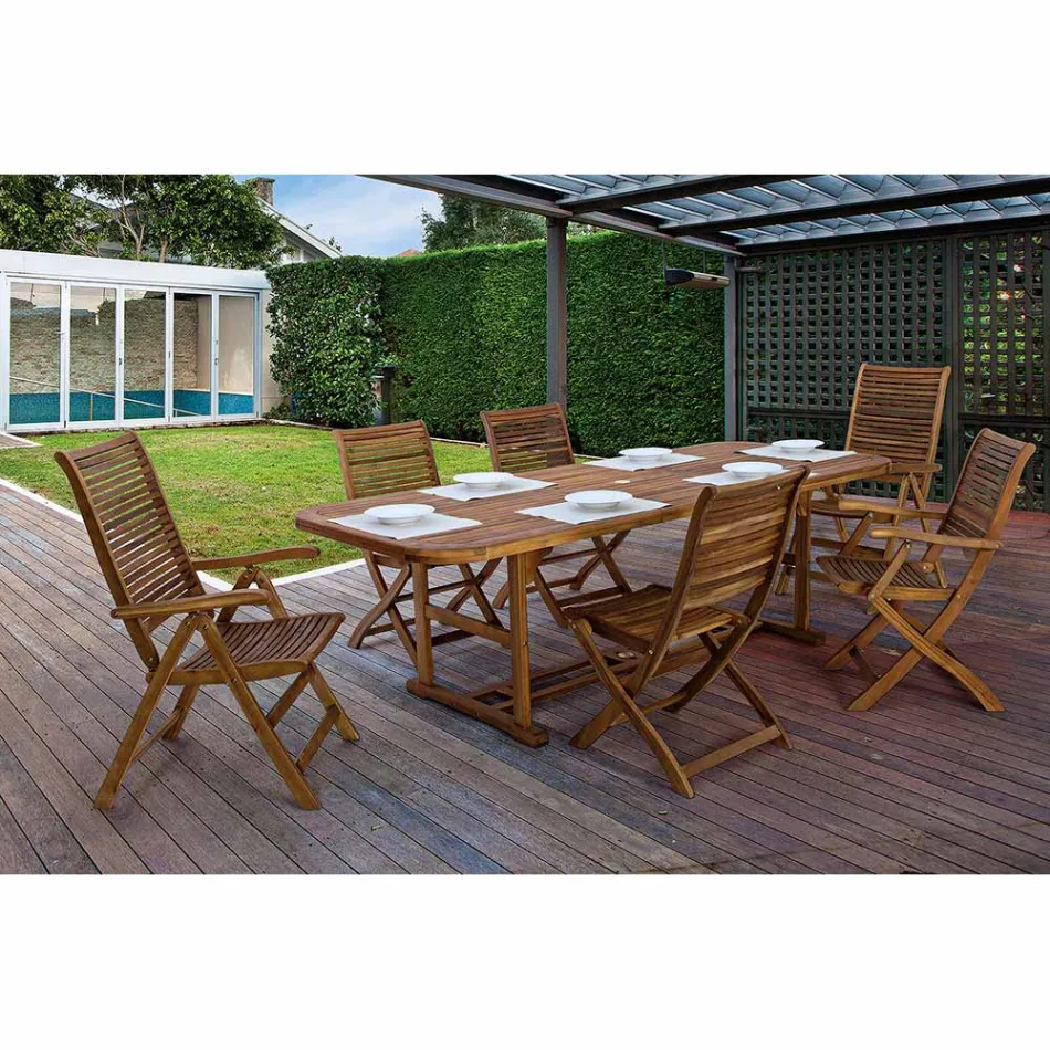 Tavolo Allungabile Fino 240 cm da Giardino in Legno, di Design - Roxen Viadurini