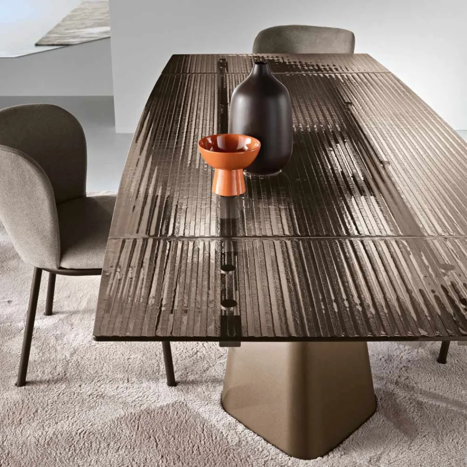 Tavolo Allungabile Fino 240 cm in Vetro Rigato Trasparente Made in Italy - Talete Viadurini