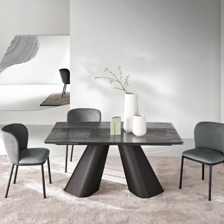 Tavolo Allungabile Fino 240 cm in Vetro Rigato Trasparente Made in Italy - Talete Viadurini